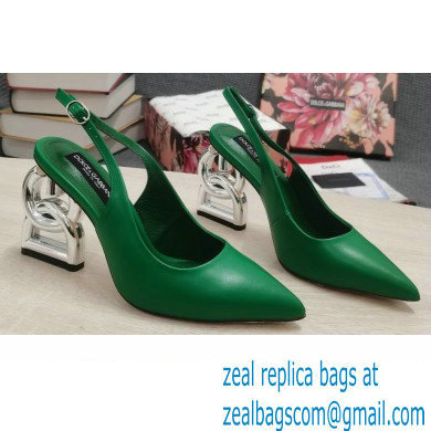 Dolce & Gabbana Heel 10.5cm Slingbacks Green with DG Heel 2022